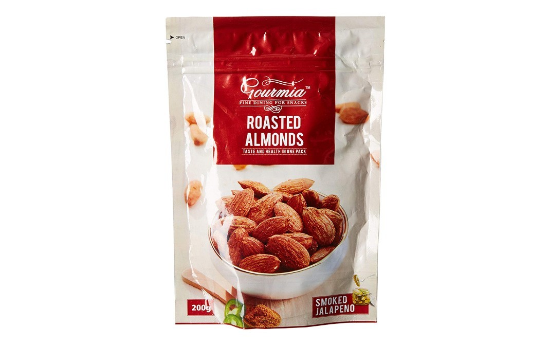 Gourmia Roasted Almonds, Smoked Jalapeno    Pouch  200 grams